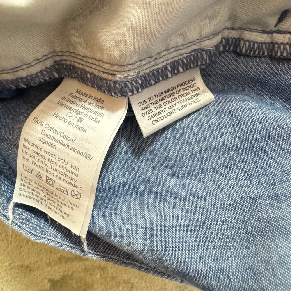 Crew 100% Linen Scalloped Hem Shorts Chambray Resort Vacation Preppy - Picture 9 of 9